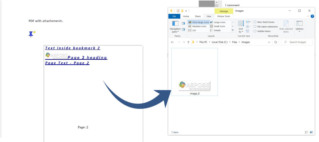 استخراج الصور من الوثيقة المرفقة في وثيقة PDF