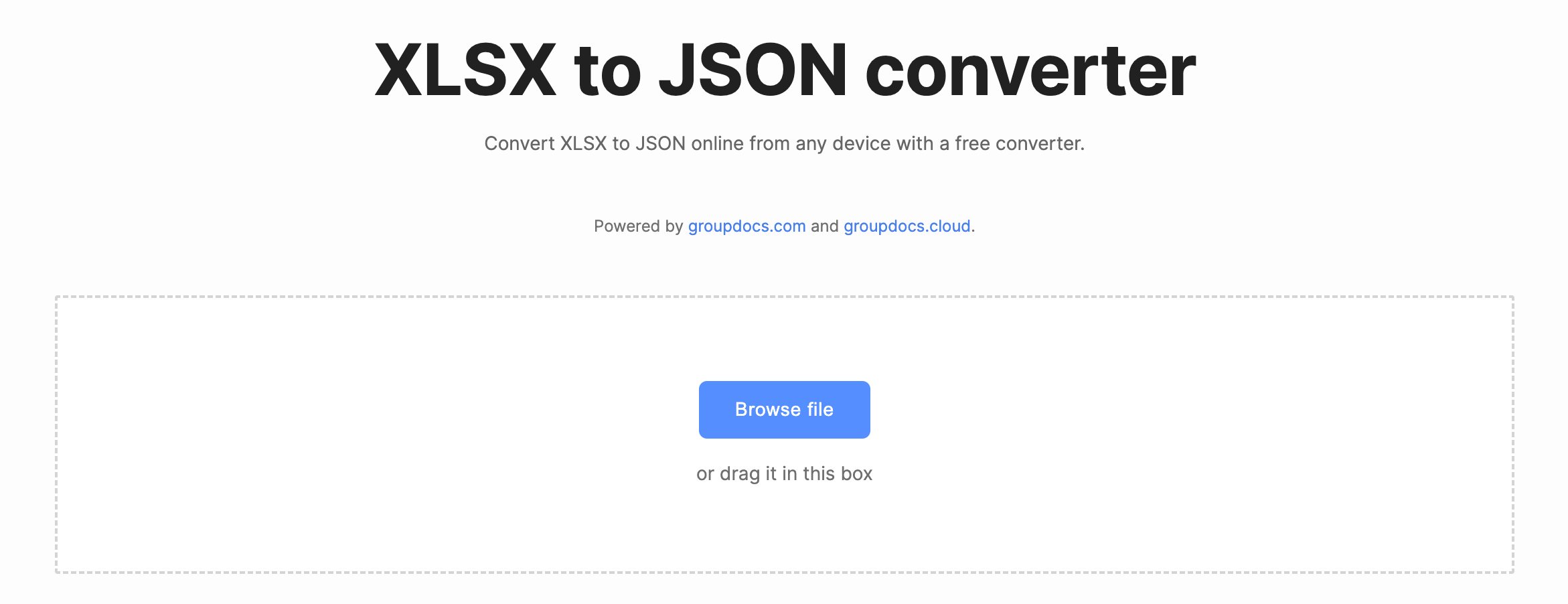 xlsx to json