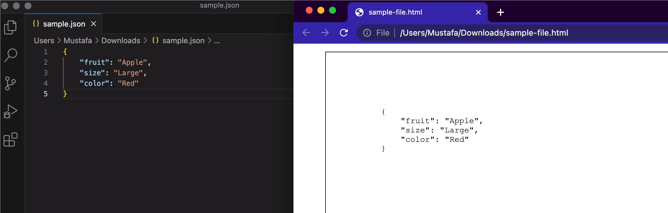 json to html