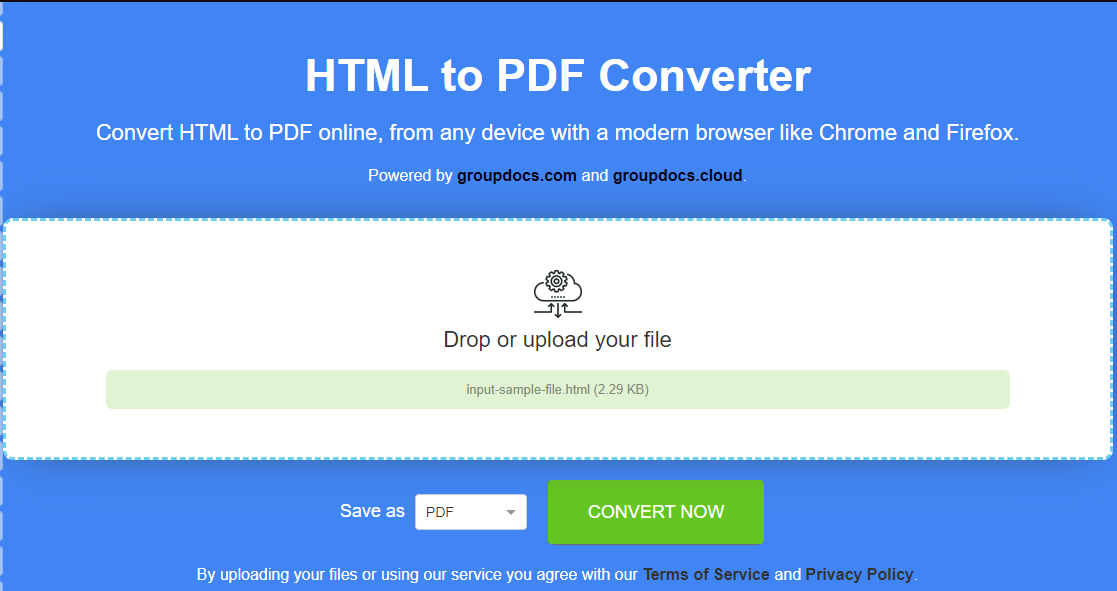 Free HTML to PDF converter online