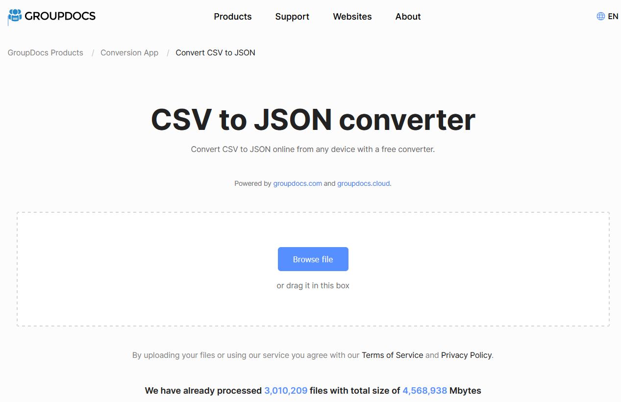 convertidor de csv a json