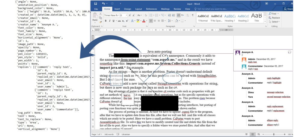 استخراج حاشیه نویسی از فایل DOCX با استفاده از پایتون
