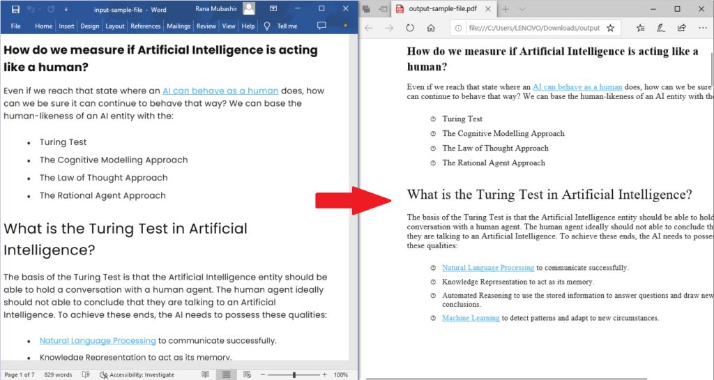 Comment convertir un fichier Word en PDF en ligne
