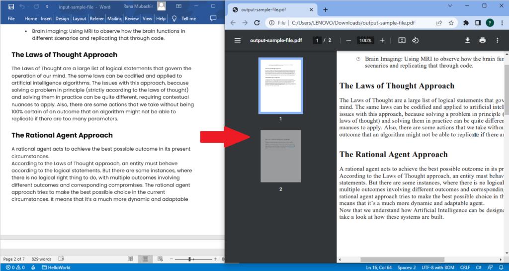 Comment convertir une plage de pages de Word en PDF en C#