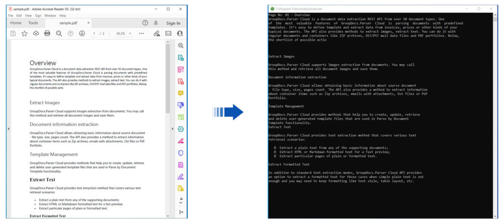 Obtenir du texte par numéros de page à partir de documents PDF à l'aide de Node.js