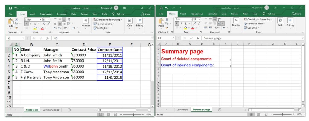 bandingkan File Excel di C#.