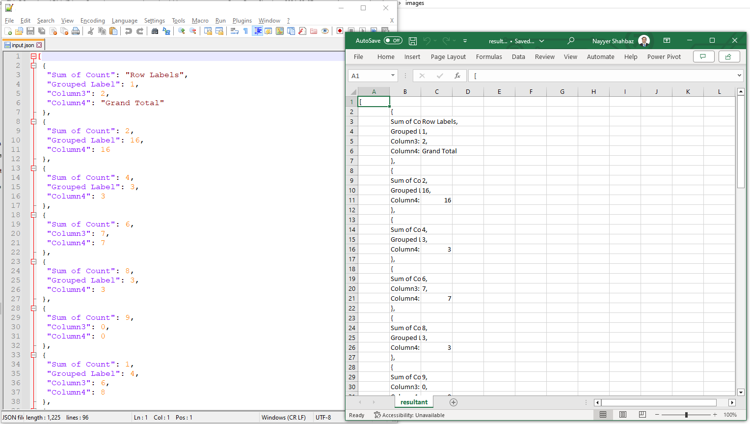 json ke csv.