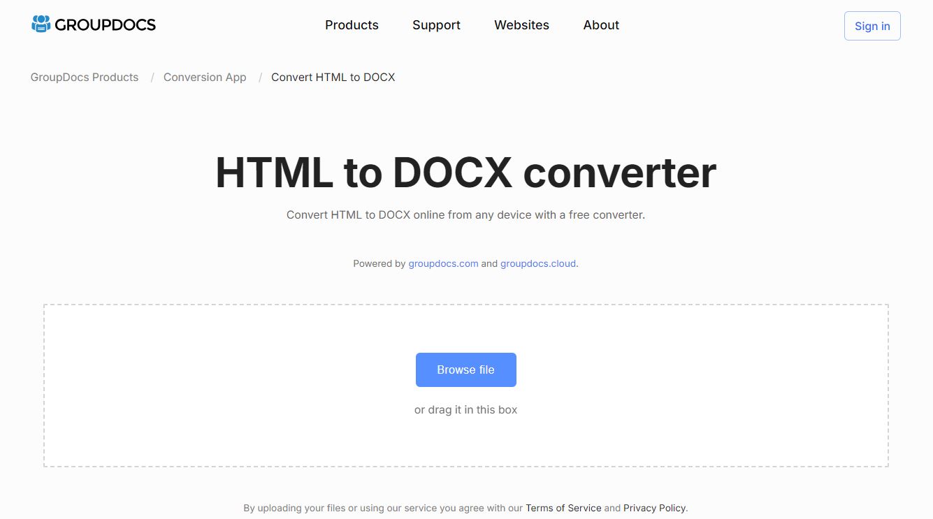 app da html a docx
