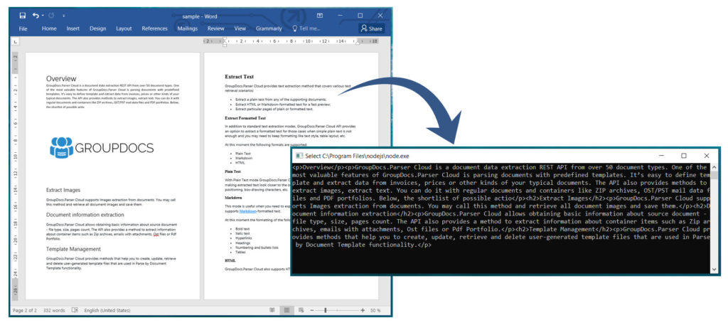 Estrai testo da documenti Word utilizzando Node.js