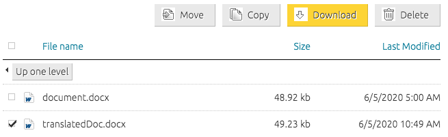 Scarica il documento tradotto da GroupDocs Cloud Dashboard