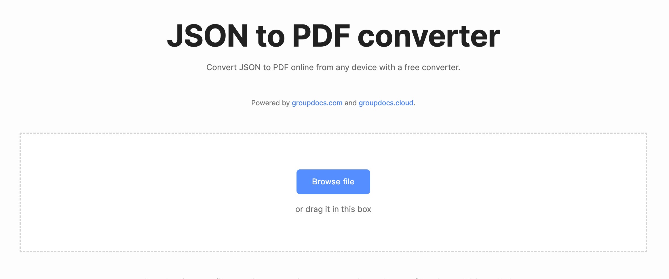 オンラインでJSONをPDFに変換します