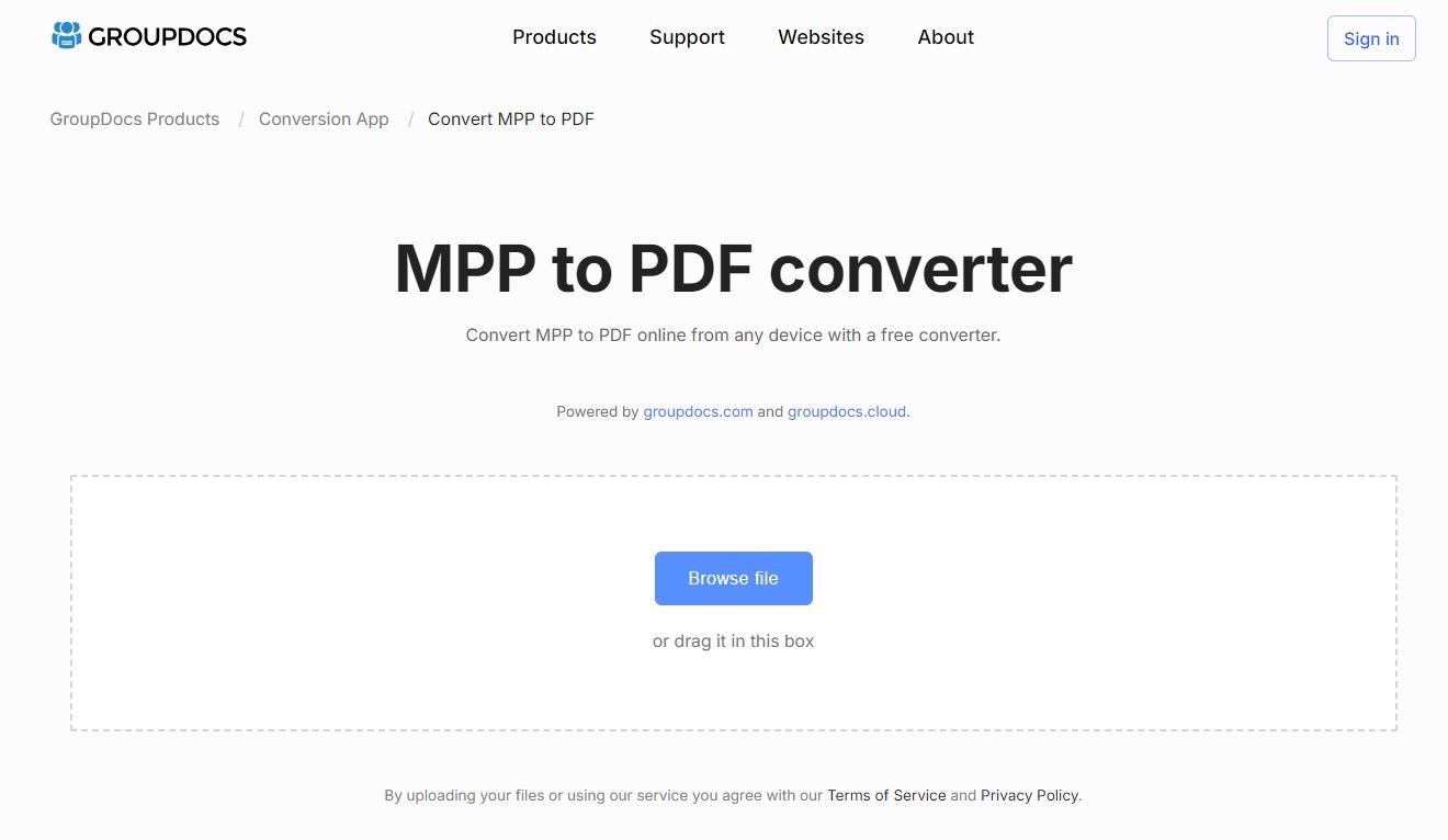 mpp を pdf に変換するアプリ