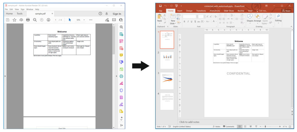 Node.js を使用したウォーターマーク付きの PDF から PPTX への変換
