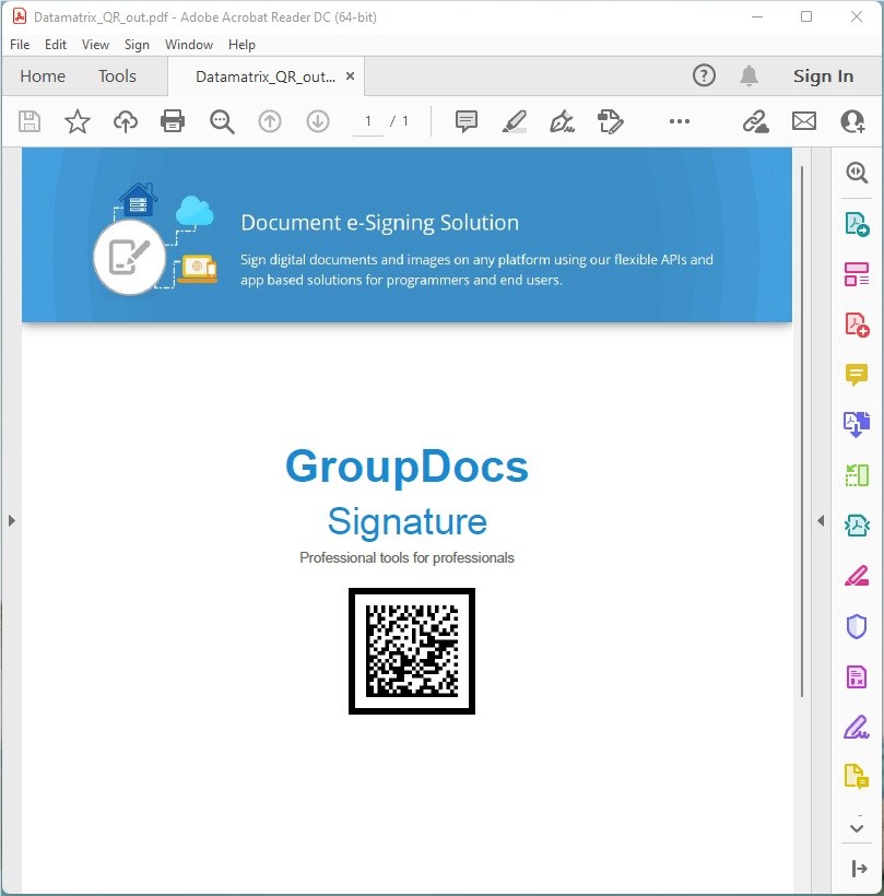 PHP で PDF に署名するための DataMatrix QR コードを作成します。