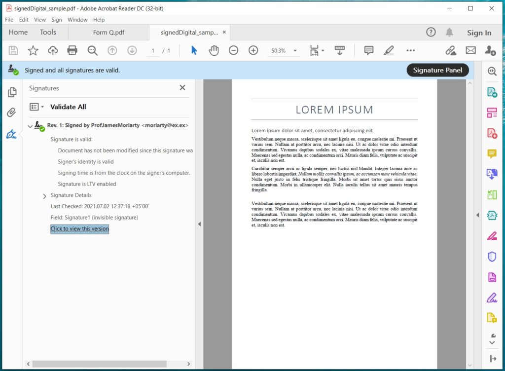 Node.js を使用してデジタル署名付き PDF ドキュメントに署名する