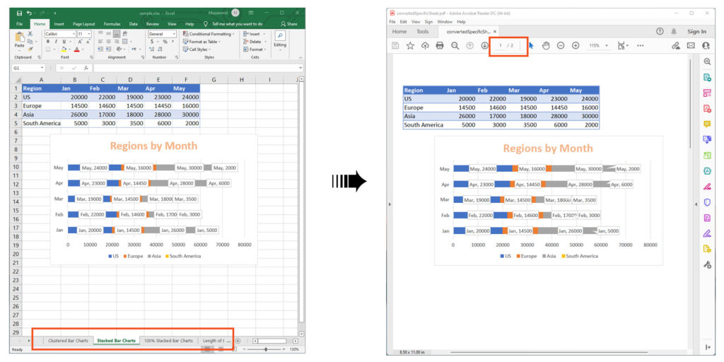PHP에서 특정 Excel 스프레드시트를 PDF로 변환