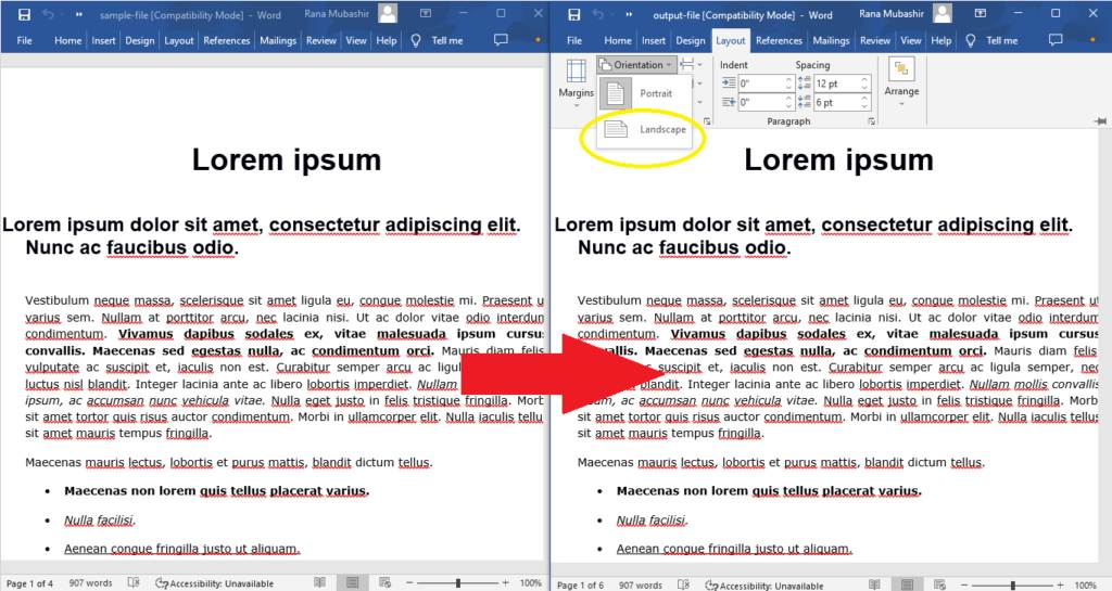 Python을 사용하여 Word에서 페이지 방향을 가로로 변경하는 방법