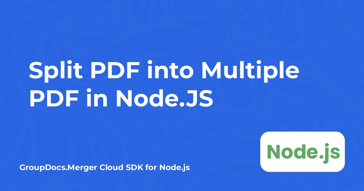 Node.JS에서 PDF를 여러 개의 PDF로 분할