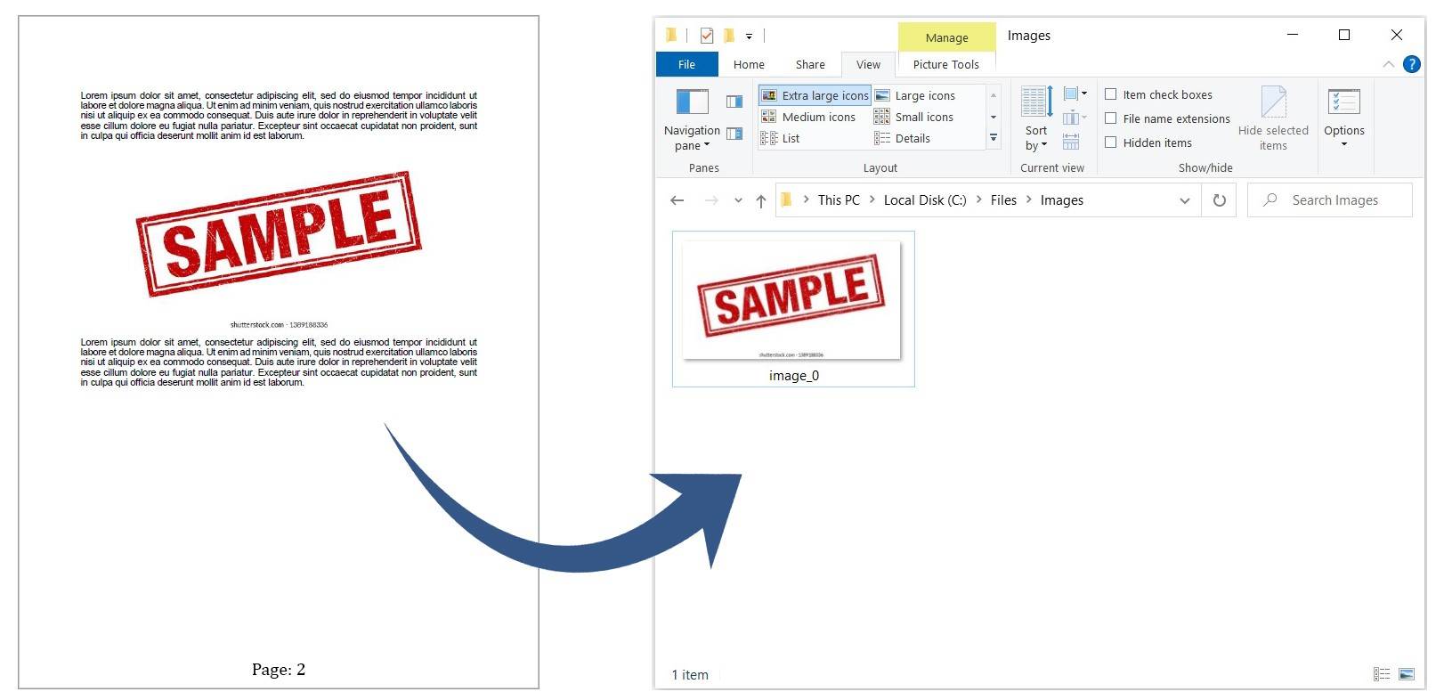 Extract images by page number range from PDF document.