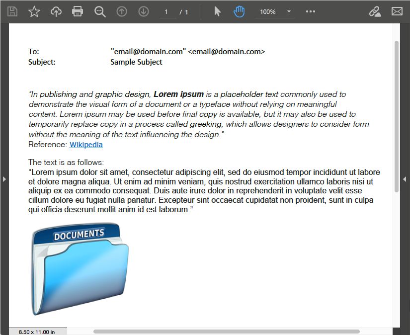 MSG convertido em arquivo PDF programaticamente