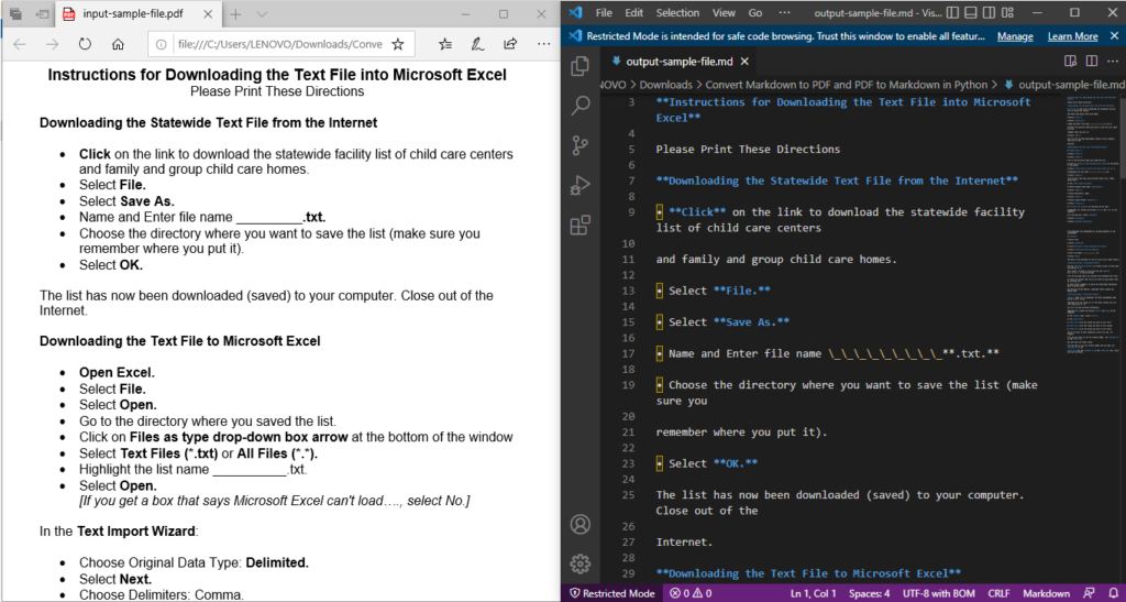 Как преобразовать PDF в Markdown в Python с помощью REST API