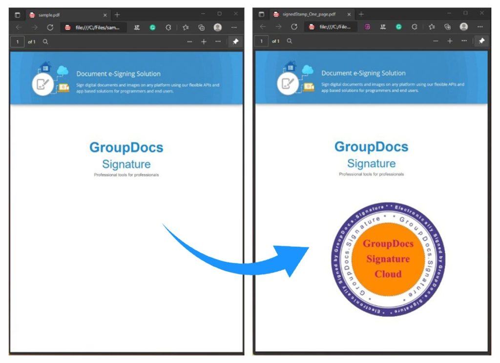 Sign PDF Documents with Stamp Signatures using Node.js.