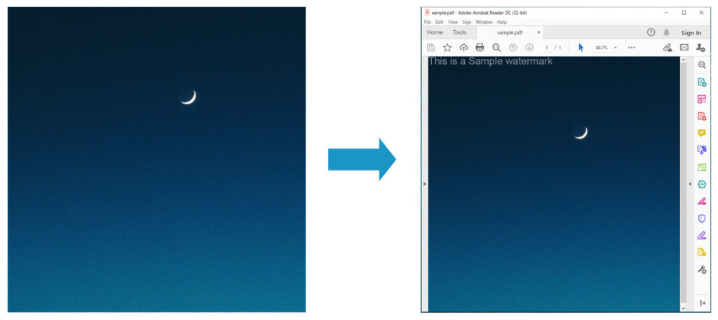 แปลง JPG เป็น PDF และเพิ่มลายน้ำ