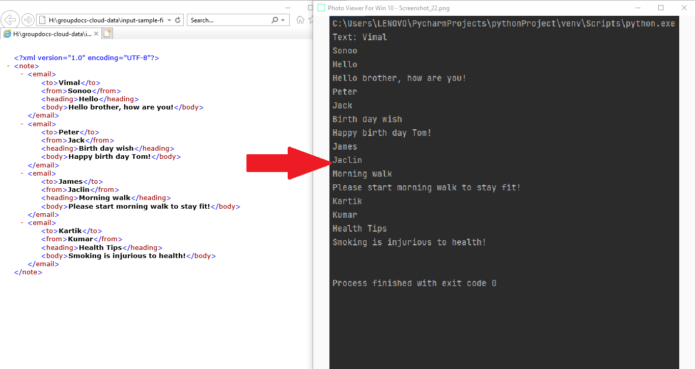 Python ดึงข้อความจากไฟล์ XML