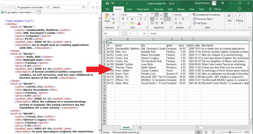 Python kullanarak çevrimiçi olarak XML'i Excel'e dönüştürme