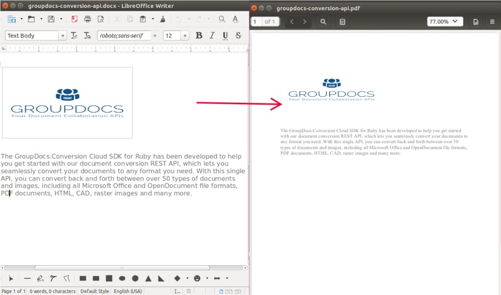 Đã chuyển đổi DOCX sang PDF bằng Ruby