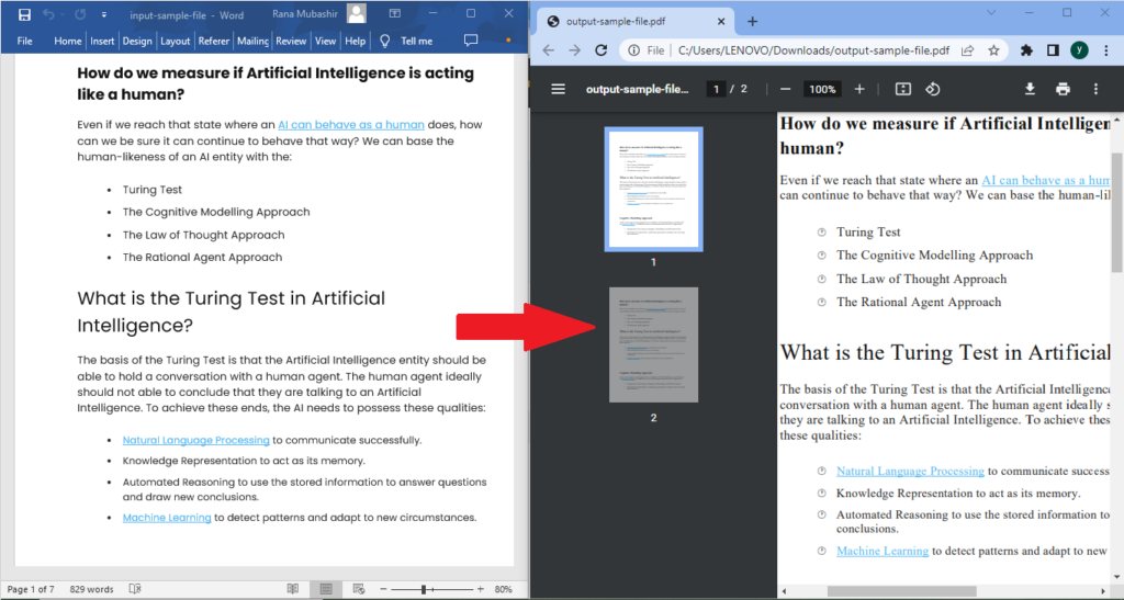 Cách chuyển đổi các trang cụ thể của Word sang PDF trong C#