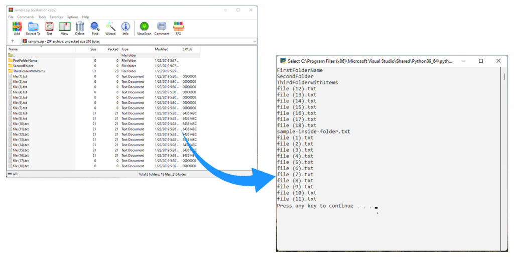 Get a List of Files and Folders from ZIP Archives.