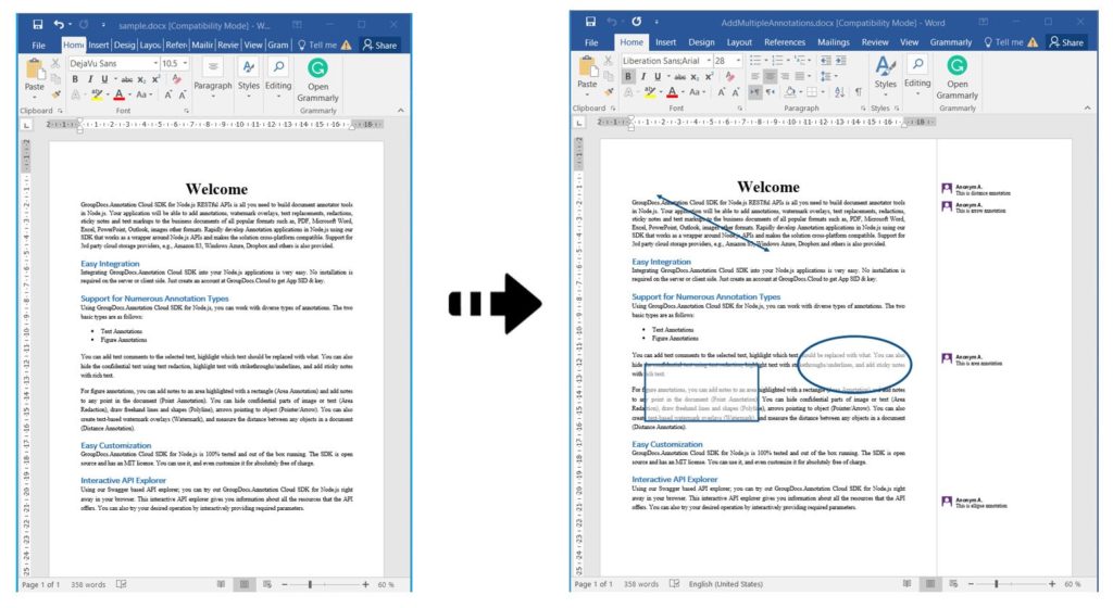 在 Node.js 中向 DOCX 文件添加多個註釋