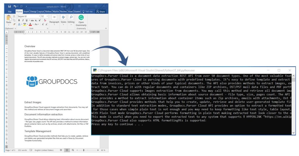在 Python 中使用 REST API 從 Word 文檔 DOCX 中提取文本